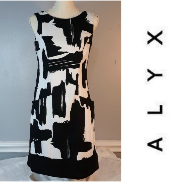 Alyx Dresses & Skirts - Alyx Black & White Sheath Sleeveless Dress-Size 6